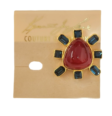 Gold-Montana Sides Ruby Cab Center Clip Earring