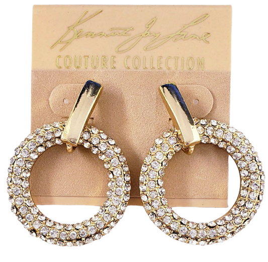 Polished Gold with Crystal Doorknocker Post Earring