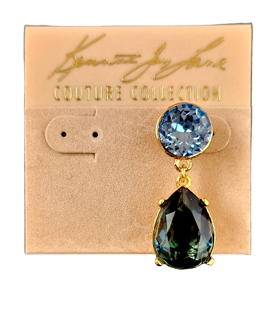 Gold Aqua Top with Sapphire (Montana) Stone Teardrop Post Earring