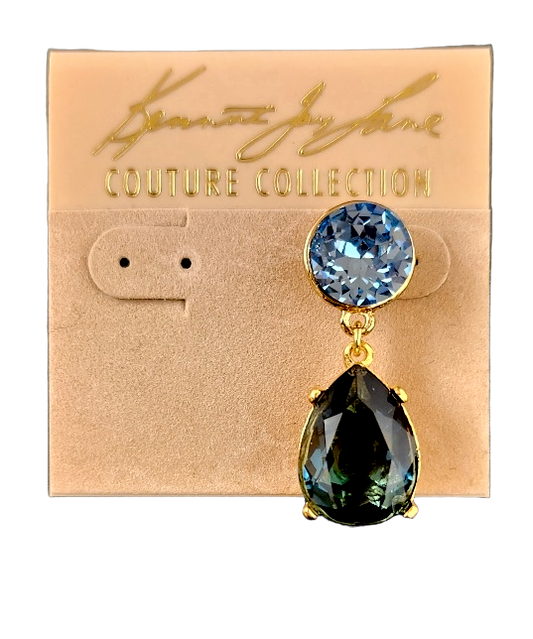 Gold Aqua Top with Sapphire (Montana) Stone Teardrop Post Earring