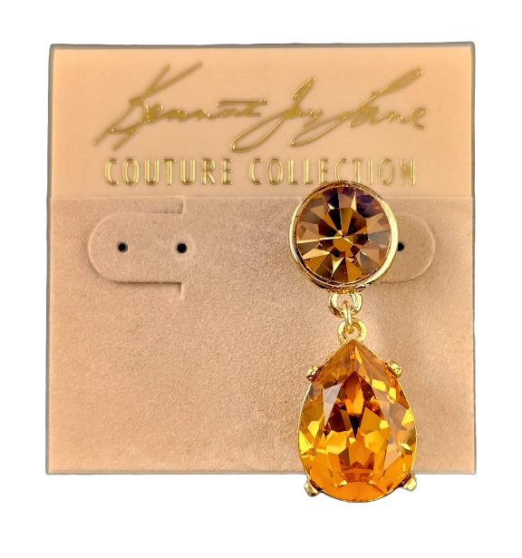 Gold Smoky Topaz Top with Topaz Stone Teardrop Post Earring