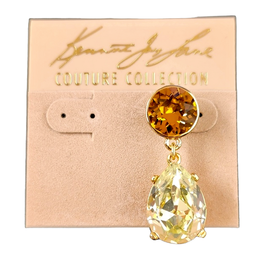 Gold Topaz Top with Jonquil Stone Teardrop Earring Post Earring