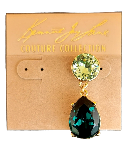 Gold Peridot Top with Emerald Stone Teardrop Post Earring