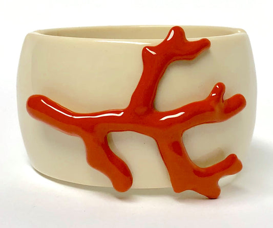 Ivory Coral Enamel Branch Bracelet