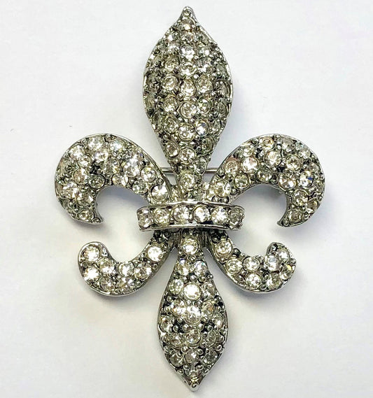 Rhodium Crystals Fleur-de-lis Pin