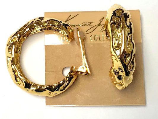 Gold Sculpted Hoop Clip Earring