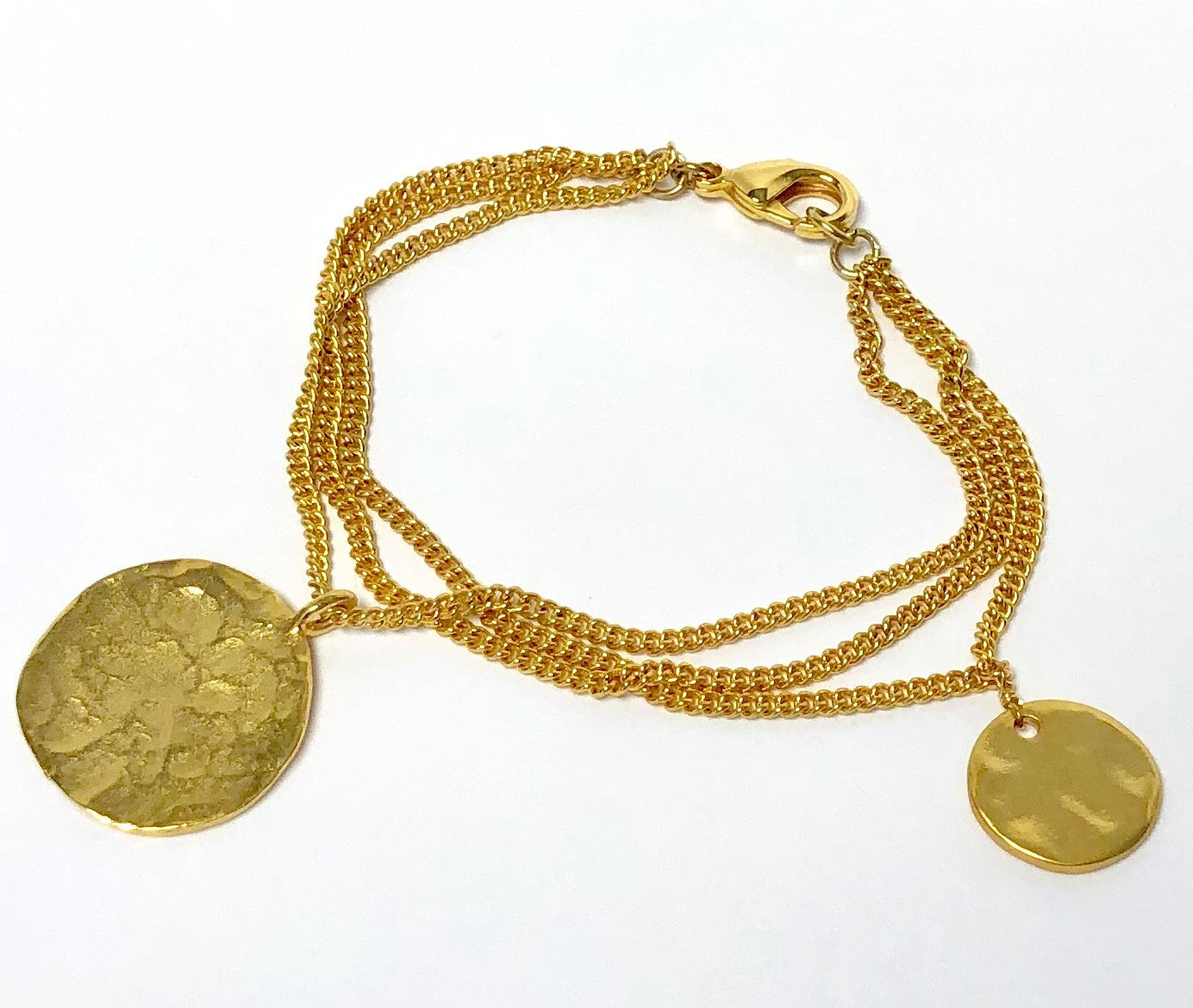 Gold 3 Chain Bracelet With 2 Coins