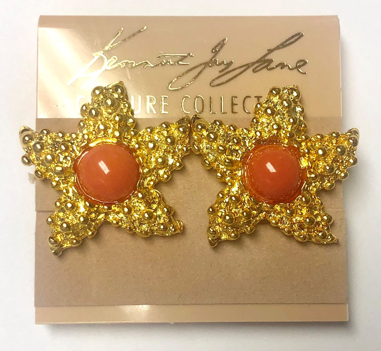 Gold Coral Starfish Clip Earring