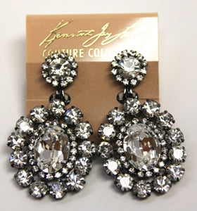 Gunmetal Crystal Frame & Center Drop Earring