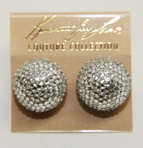 Jackie O Silver and Crystal Pave Ball Clip Earring