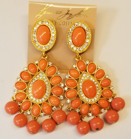 Coral top-center-sides and drops earring