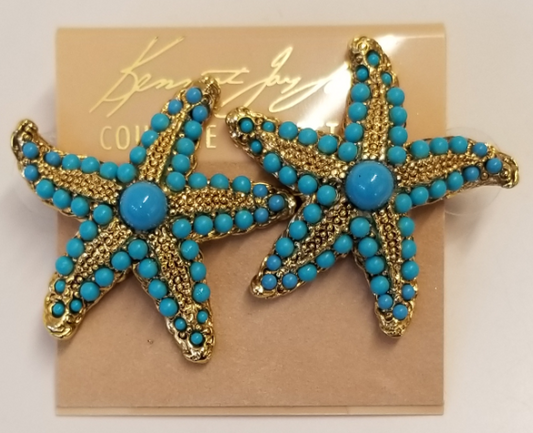 Turquoise Starfish Clip Earring