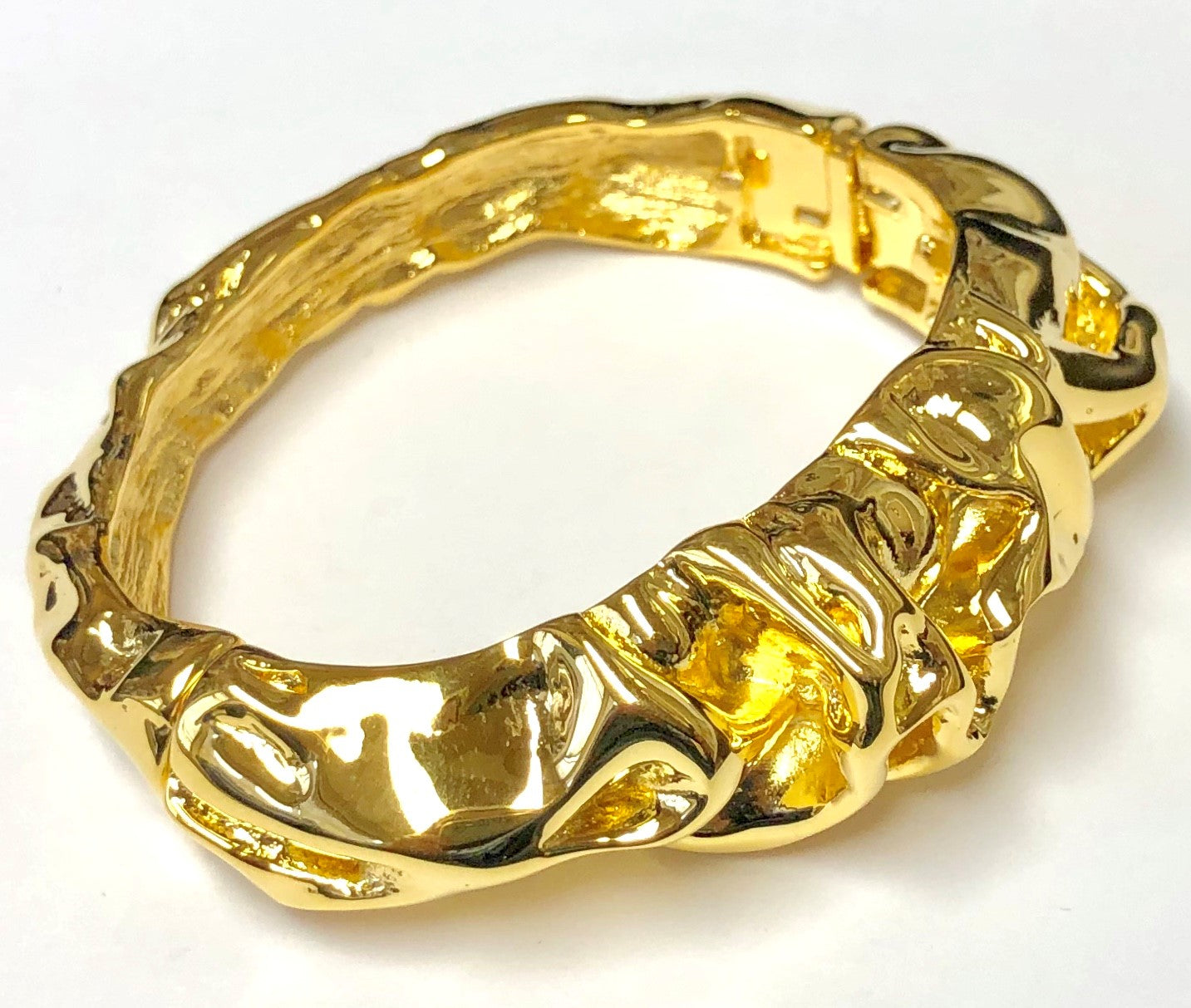 Gold Sculpted Hinged Bracelet