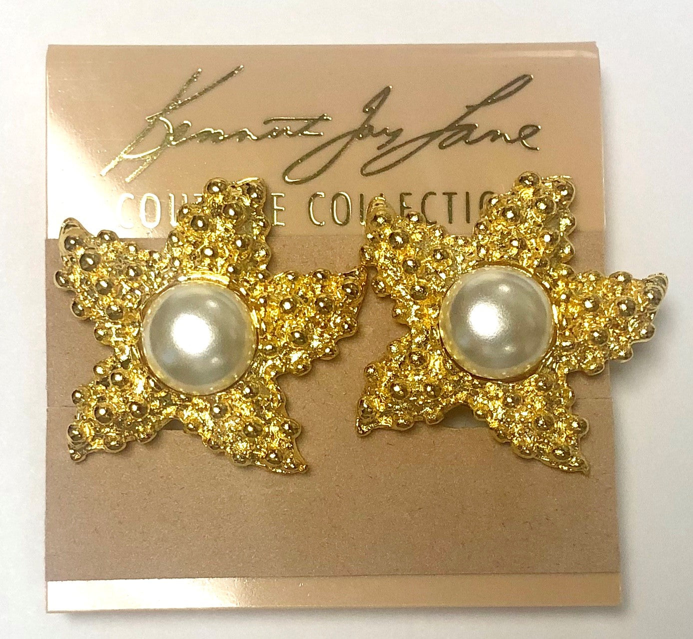 Gold Pearl Starfish Clip Earring