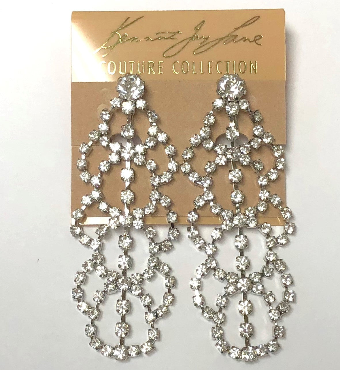 Rhodium Crystals Lace Clip Earring