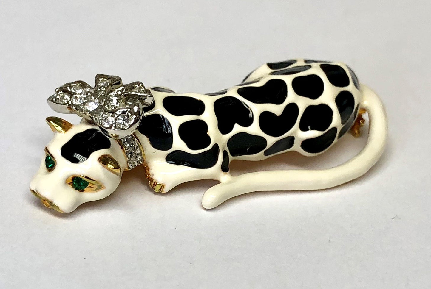 Black and White Enamel Print Leopard Pin