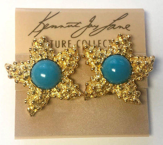 Gold Turquoise Starfish Clip Earring