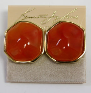 Polished Gold Set Amber Nugget Clip Earring