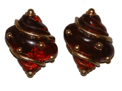 Tortoise Shell Clip Earring with Gold Dots