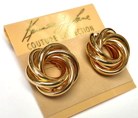 Gold 3D Swirl Pierced Earring