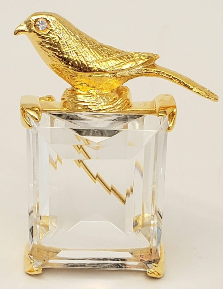 Gold Clear Crystal Square Bird Pin