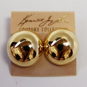 Polished Gold Large Dome Button Clip Earring