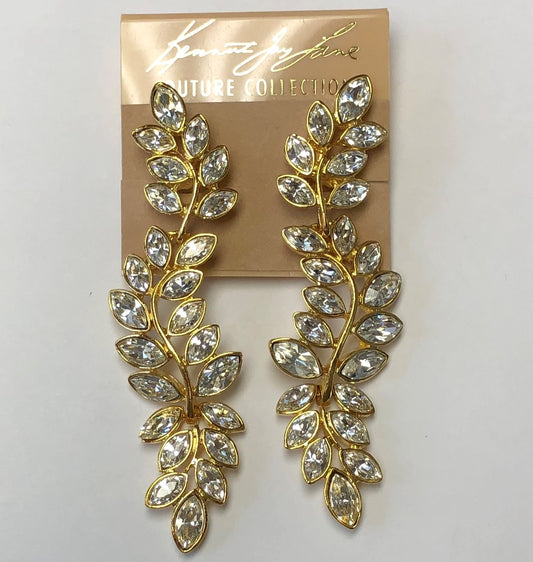 Gold With Crystal Drop Clip Earring