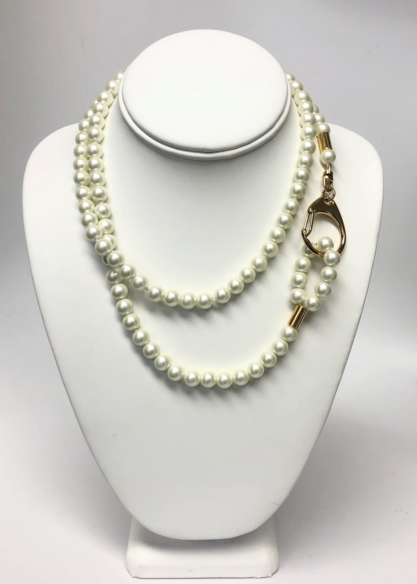 36" Pearl Necklace With Gold Lobster Claw Clasp