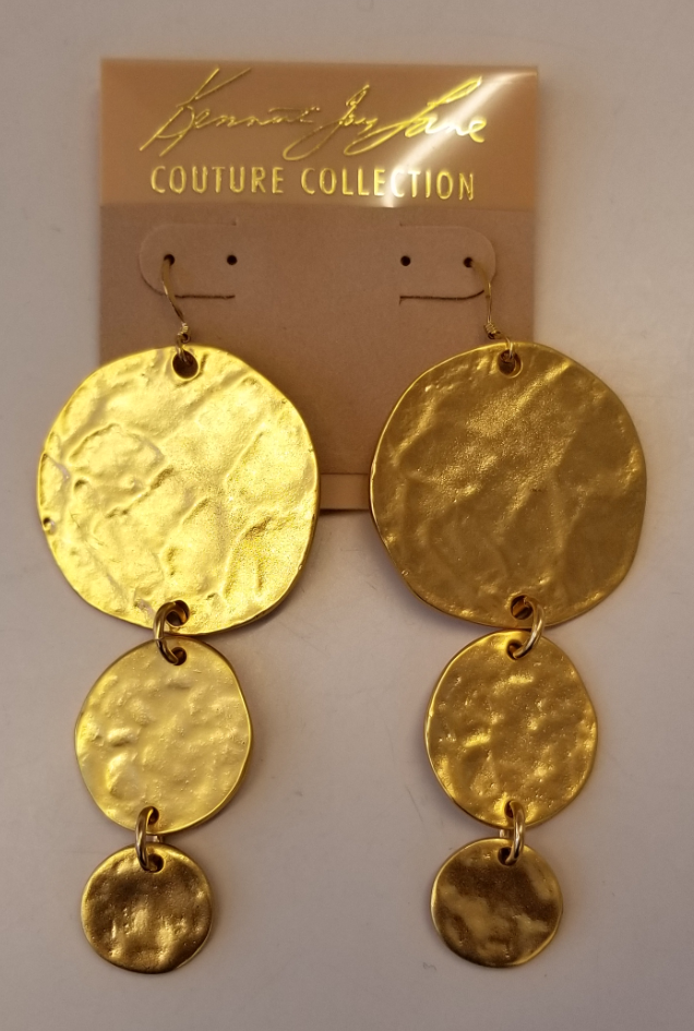 Satin Gold Large To Small Coin Drop Fishhook Earring