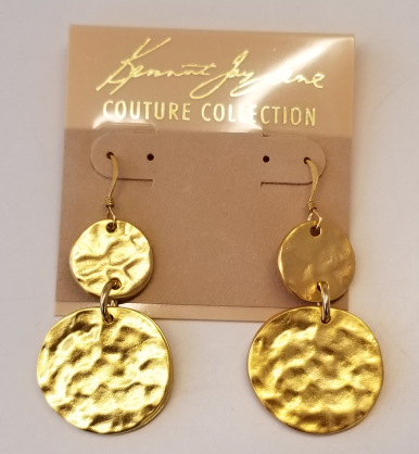 Satin Gold Coin Drop Fishhook Earring