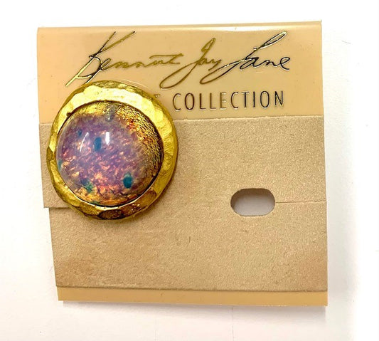 Pink Opal Button Clip Earring