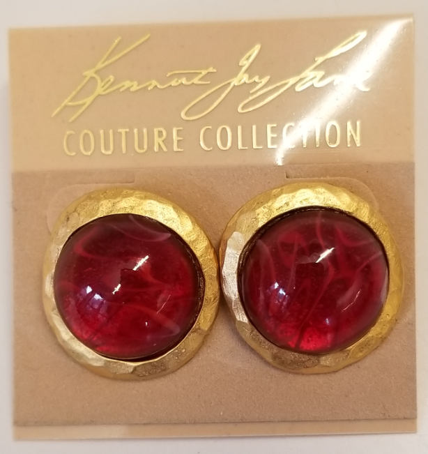 Satin Gold-Flawed Ruby Button Pierced Earring