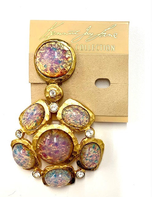 Pink Opal Cabochon Drop Clip Earring