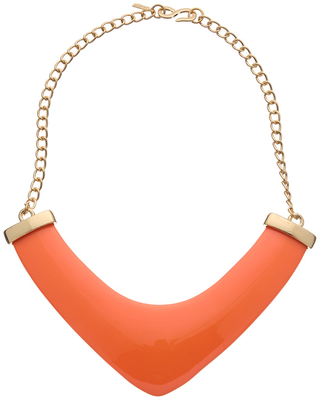 Gold Chain Coral Resin Pointed Bib Necklace