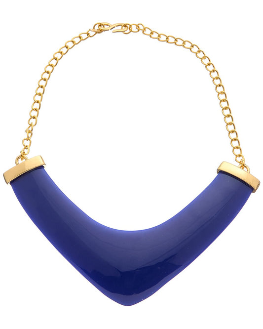 Gold Chain Lapis Resin Pointed Bib Necklace