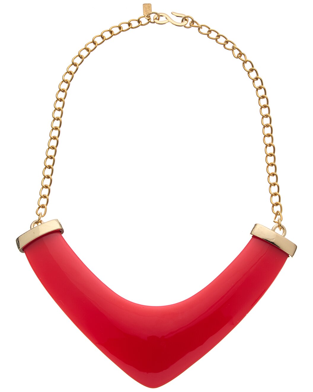 Gold Chain Red Resin Pointed Bib Necklace