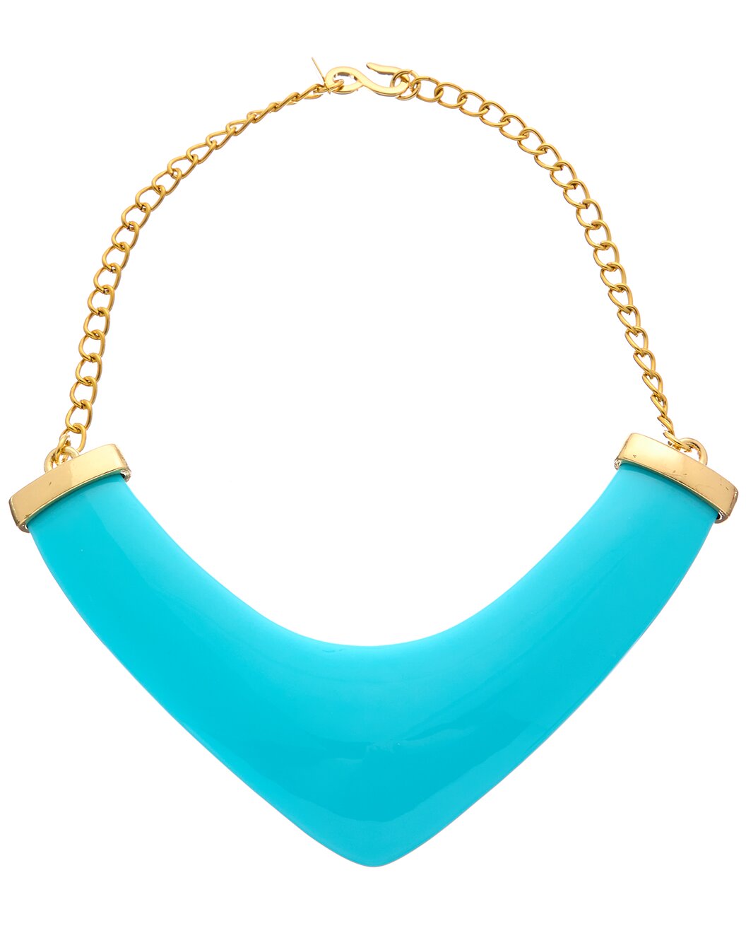 Gold Chain Turquoise Resin Pointed Bib Necklace