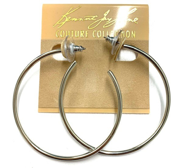 Large 39MM Silver Pierced Hoop Earring