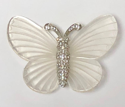 Clear Frosted Butterfly Pin