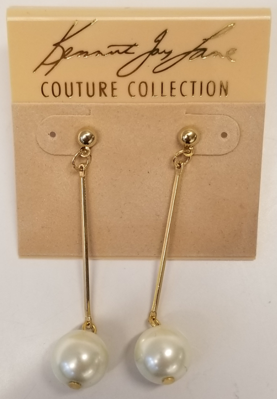 Gold Stick w- White Pearl Ends Post Earring