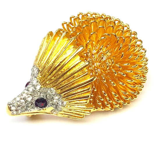 Gold With Crystals Hedgehog Pin
