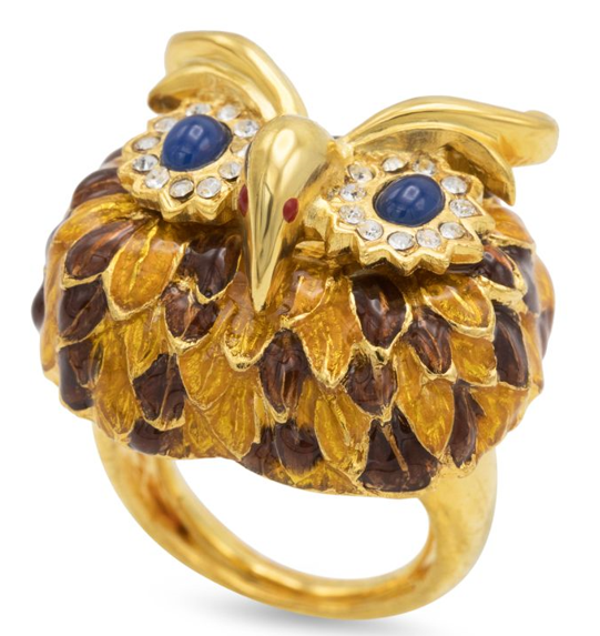 Brown Owl Head Adjustable Ring