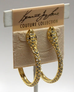 Gold Crystals Hoop Snake Pierced Earring