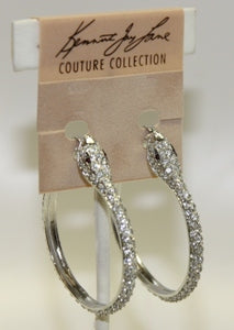 Rgodium Crystals Hoop Snake Clip Earring