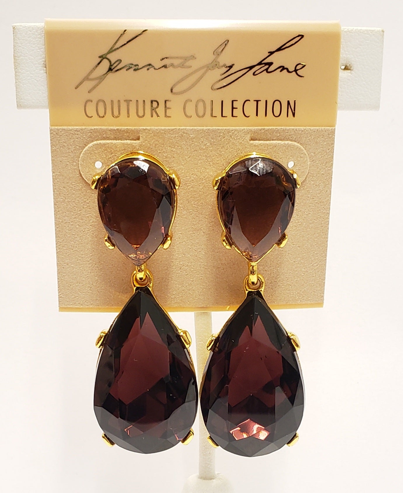 Polished Gold- Amethyst Teardrop Pierced Earring