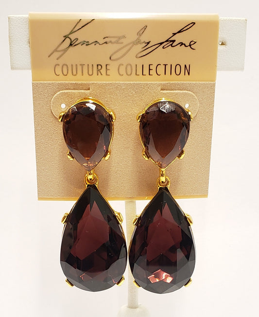 Polished Gold- Amethyst Teardrop Pierced Earring