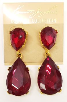 Gold- Ruby Teardrop clip earring