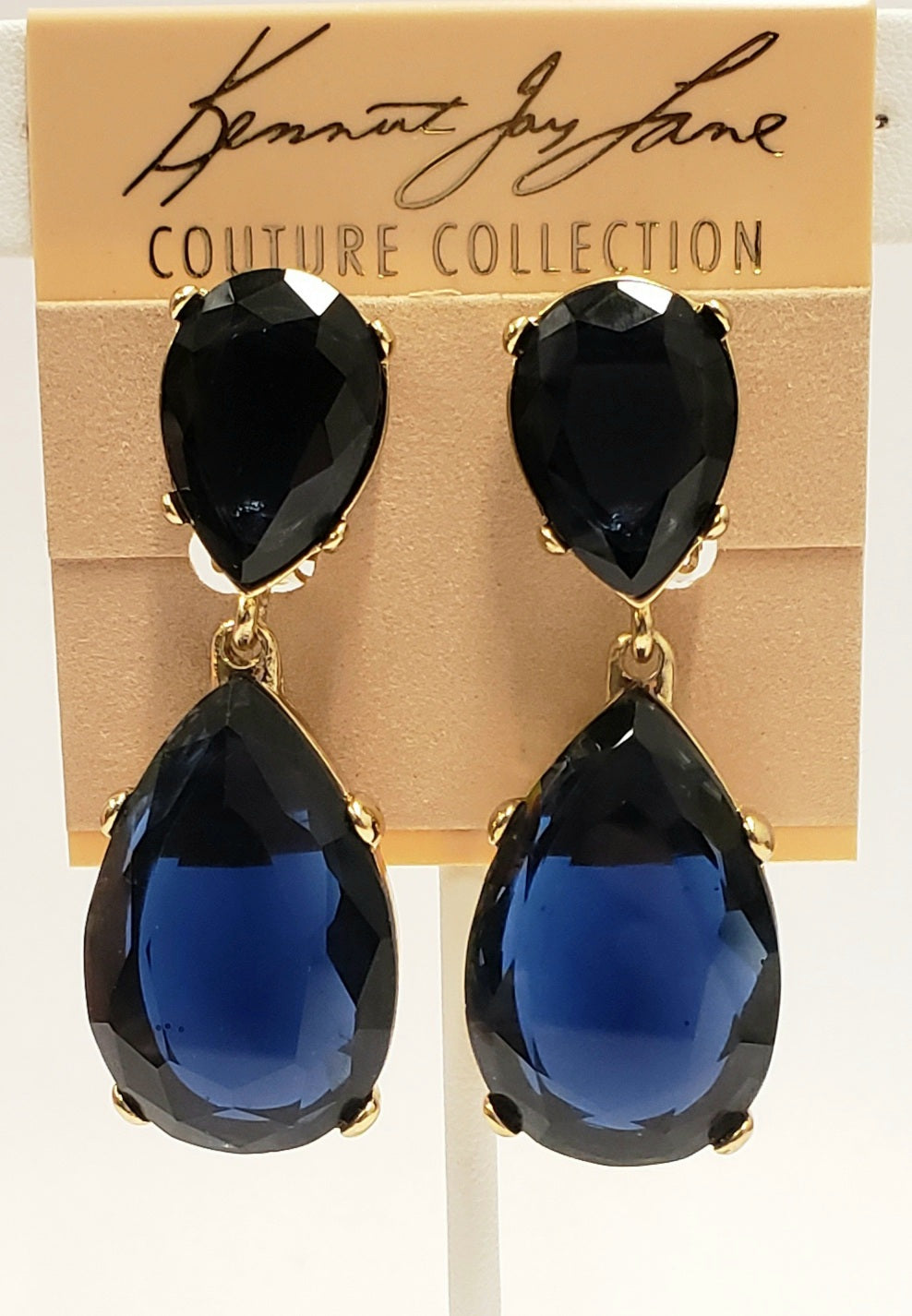 Gold- Sapphire Teardrop Clip earring