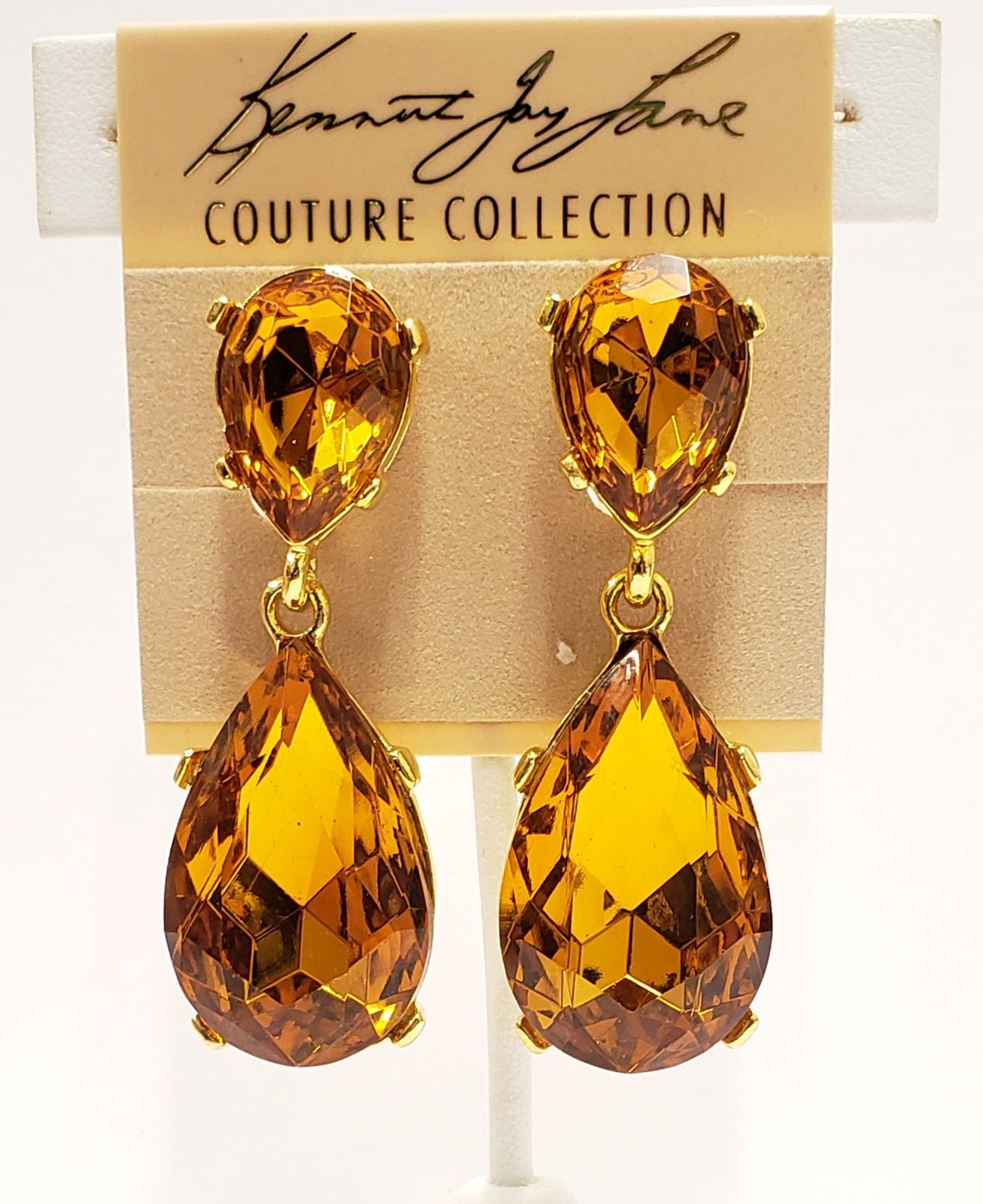 Polished Gold- Topaz Teardrop Clip Earring