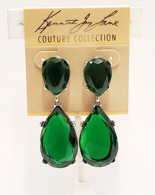 Emerald Teardrop Pierced Earring